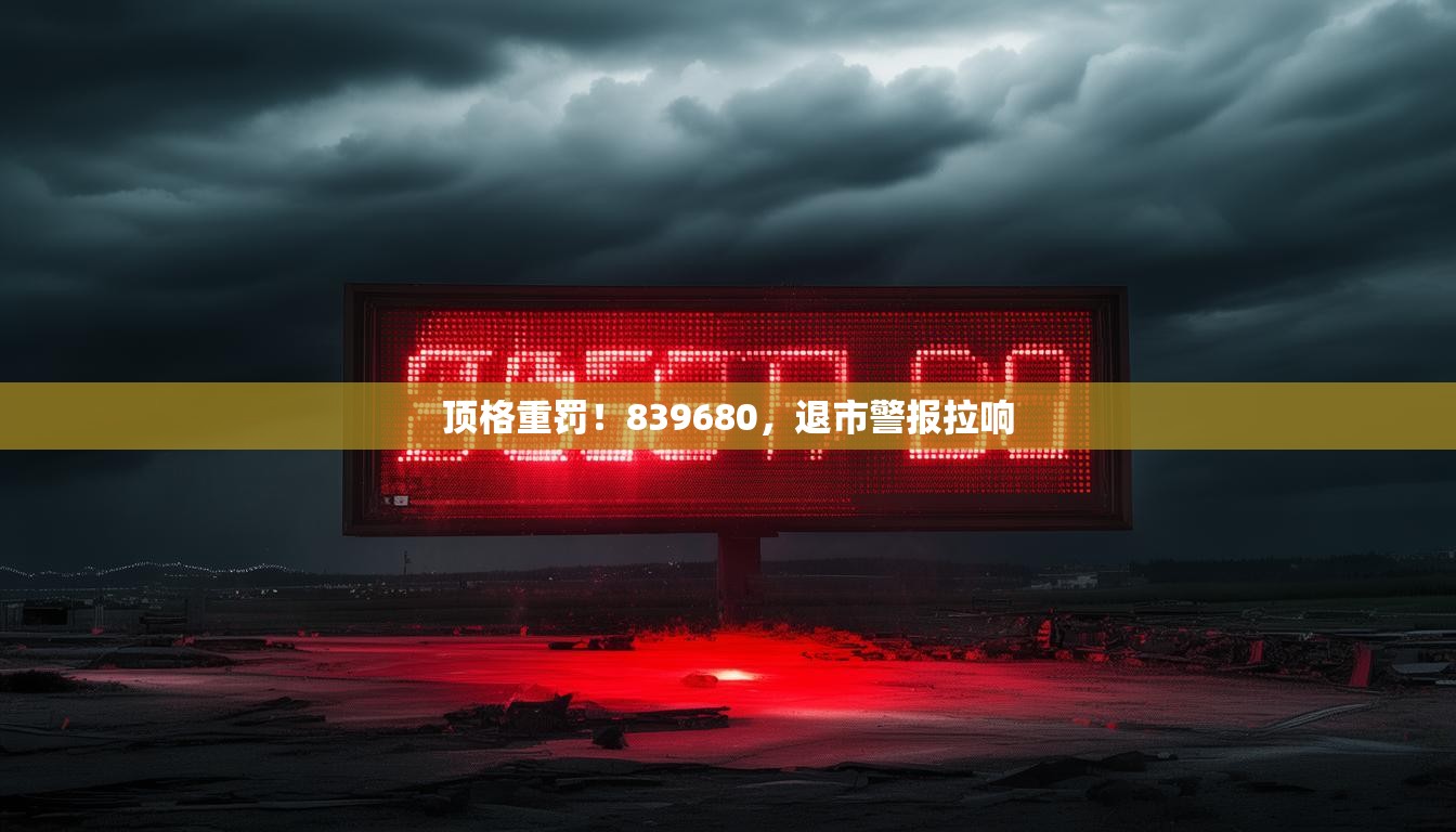 顶格重罚！839680，退市警报拉响