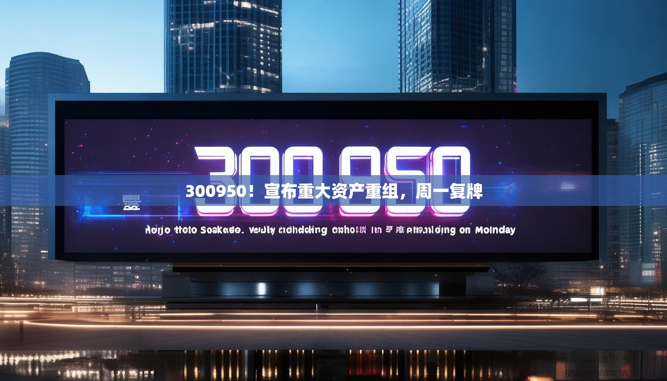 300950！宣布重大资产重组，周一复牌
